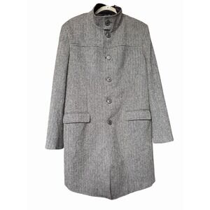Zara Man Trench Coat Nailhead Sport Moda Wool Blend Button Collared Gray XL